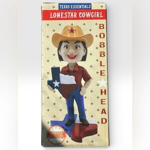 Texas Essentials Lonestar Cowgirl Bobble Head Figure 7" Tall Collectible